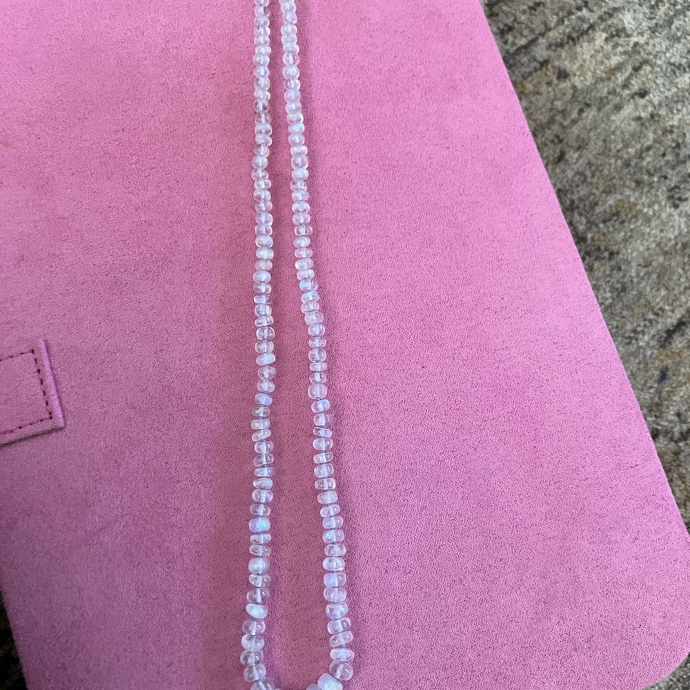 14k Rainbow Moonstone Knotted Candy Necklace